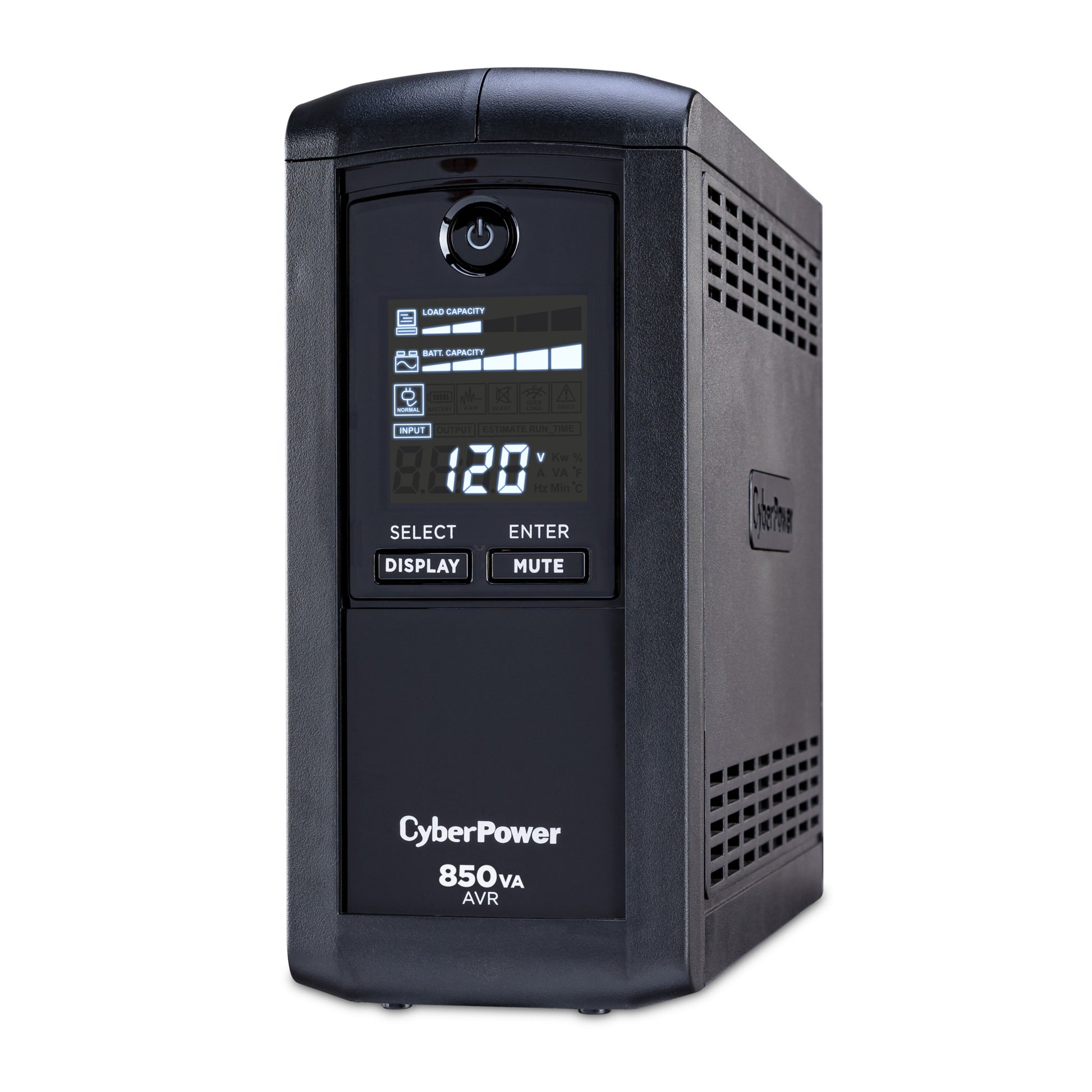 CyberPower CP850AVRLCD 850VA / 510W Line Interactive UPS (Mini-Tower) — Left angle