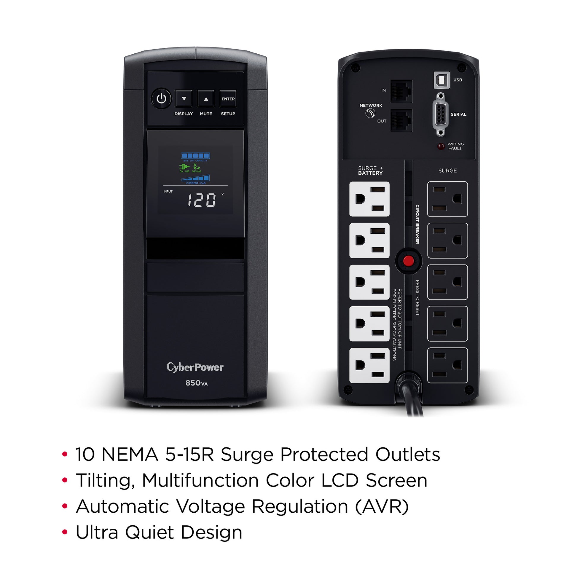 CyberPower CP850PFCLCD 850VA Line Interactive UPS (Mini-Tower) — Feature detail