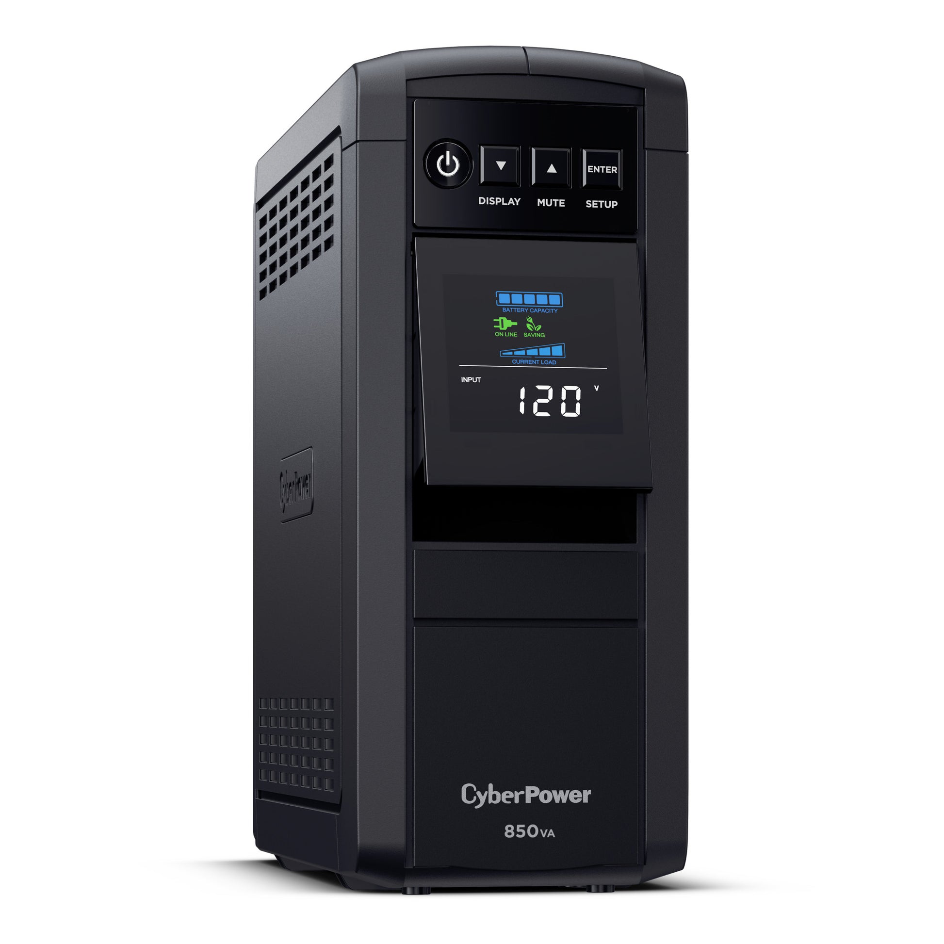 CyberPower CP850PFCLCD 850VA Line Interactive UPS (Mini-Tower) — Right angle