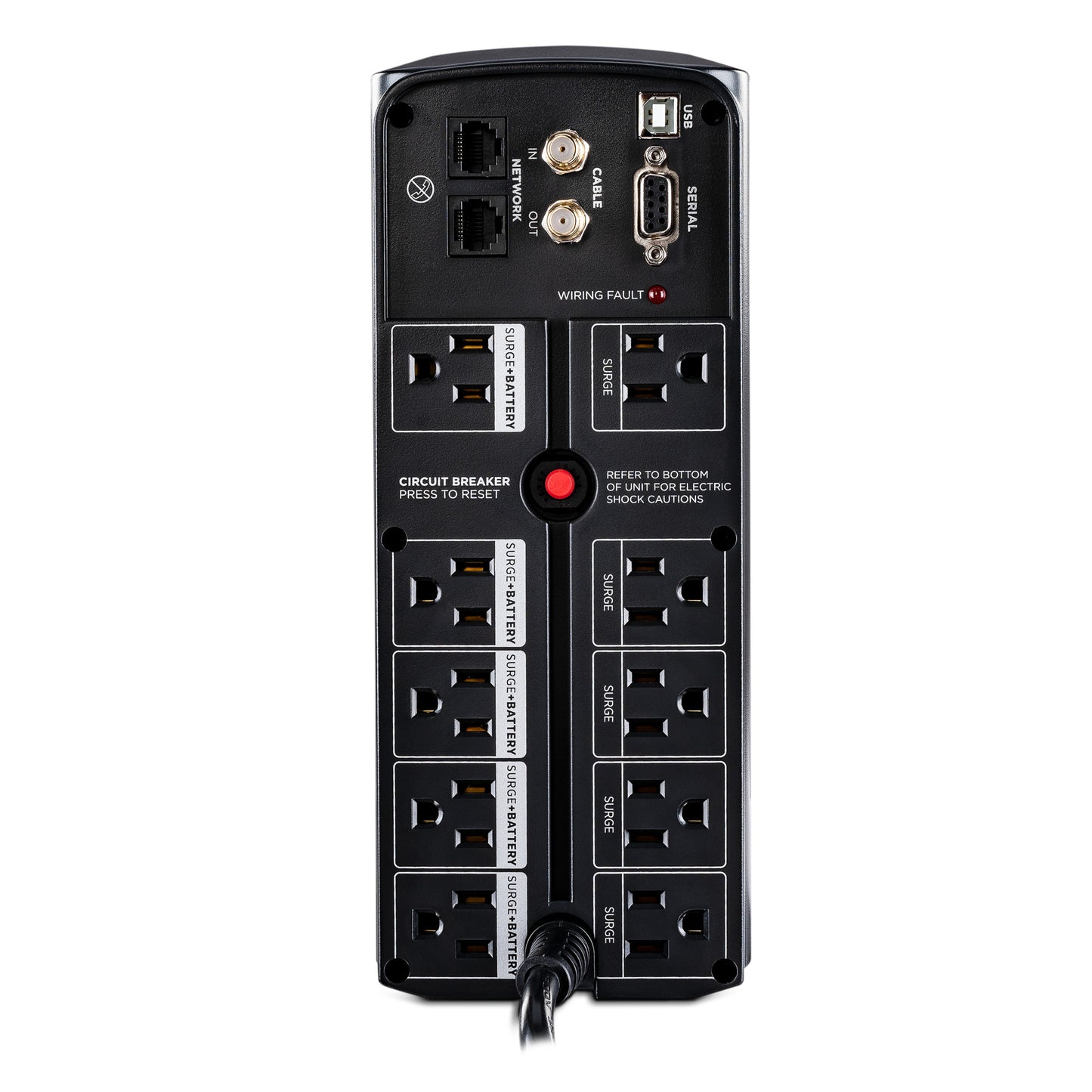 CyberPower CP900AVR 900VA / 560W Line Interactive UPS (Mini-Tower) — Rear view