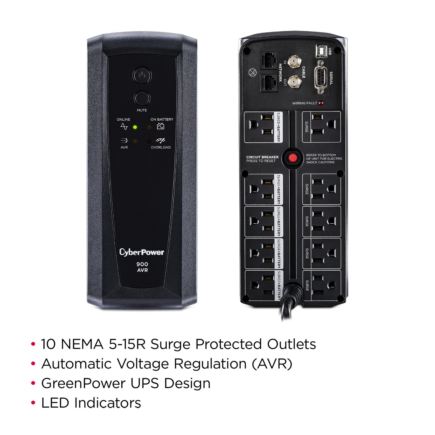 CyberPower CP900AVR 900VA / 560W Line Interactive UPS (Mini-Tower) — Feature detail