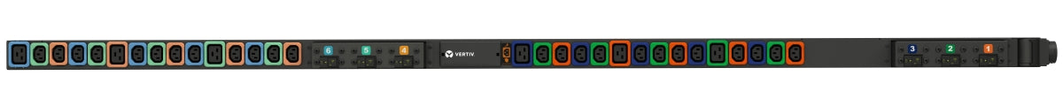 Vertiv Rack PDU - 0U, Variable Power Configuration, MAX 22.0KW, Universal Input, (24) Locking IEC C13, (6) Locking IEC C19, Basic Standard