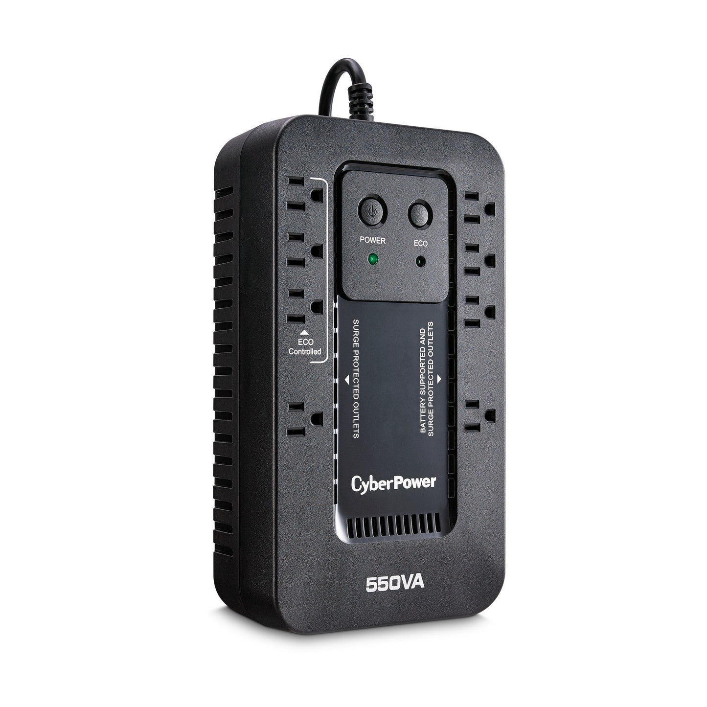 CyberPower EC550G 550VA Standby UPS (Mini-Tower) — Rear view
