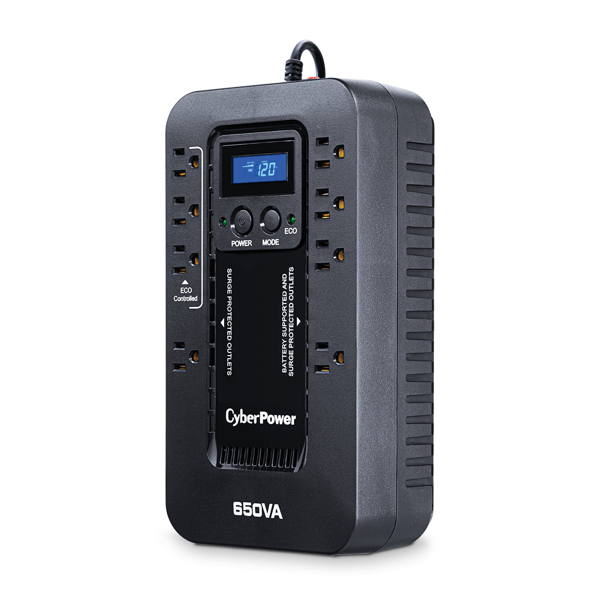 CyberPower EC650LCD 650VA / 390W Standby UPS (Mini-Tower) — Right angle
