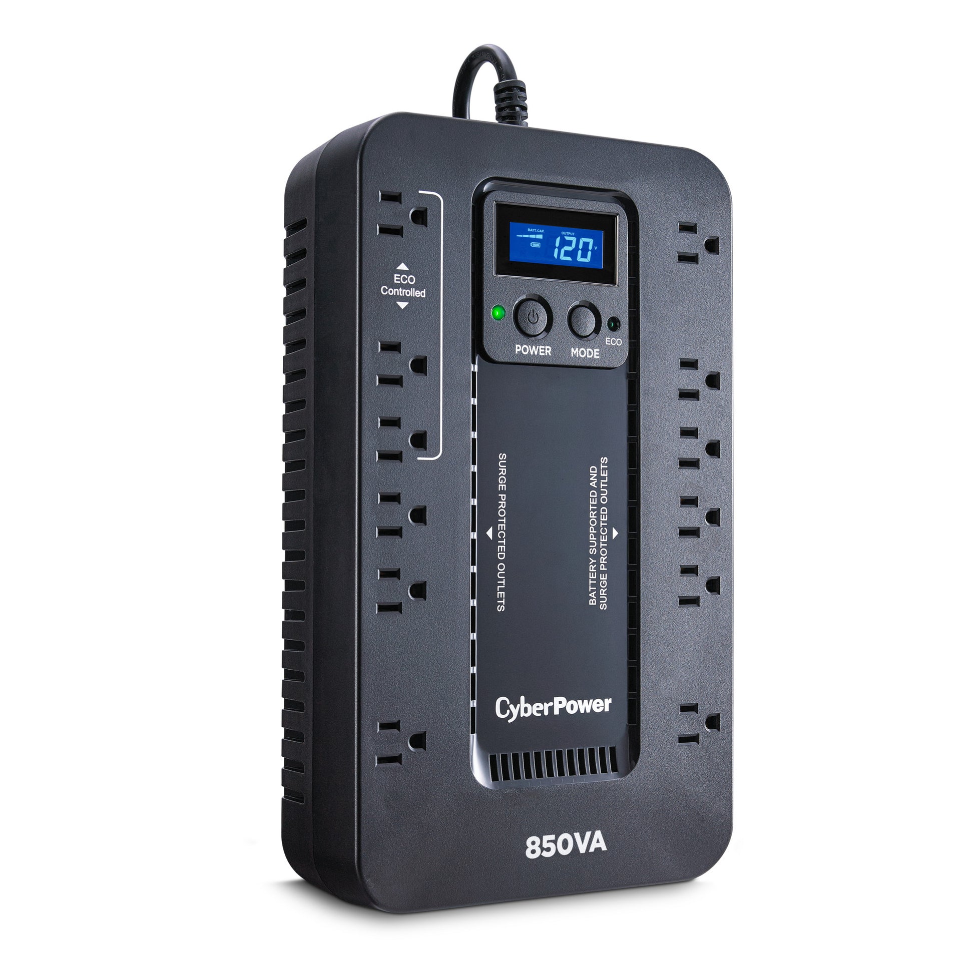 CyberPower EC850LCD 850VA / 510W Standby UPS (Mini-Tower) — Rear view