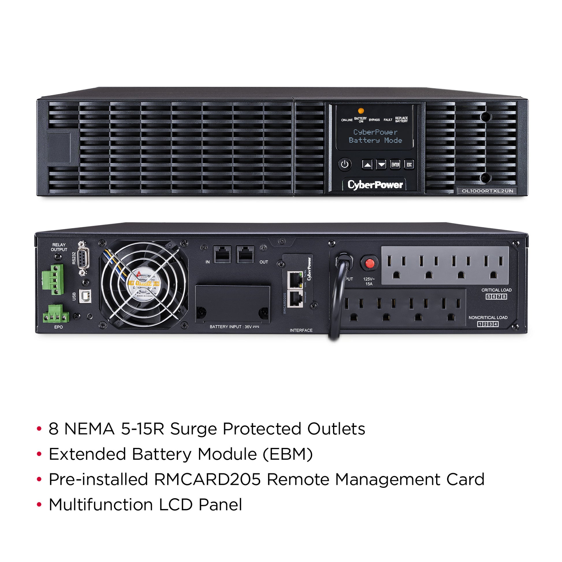 CyberPower OL1000RTXL2UN 1000VA / 900W Online UPS (Rackmount (2U)) — Feature detail