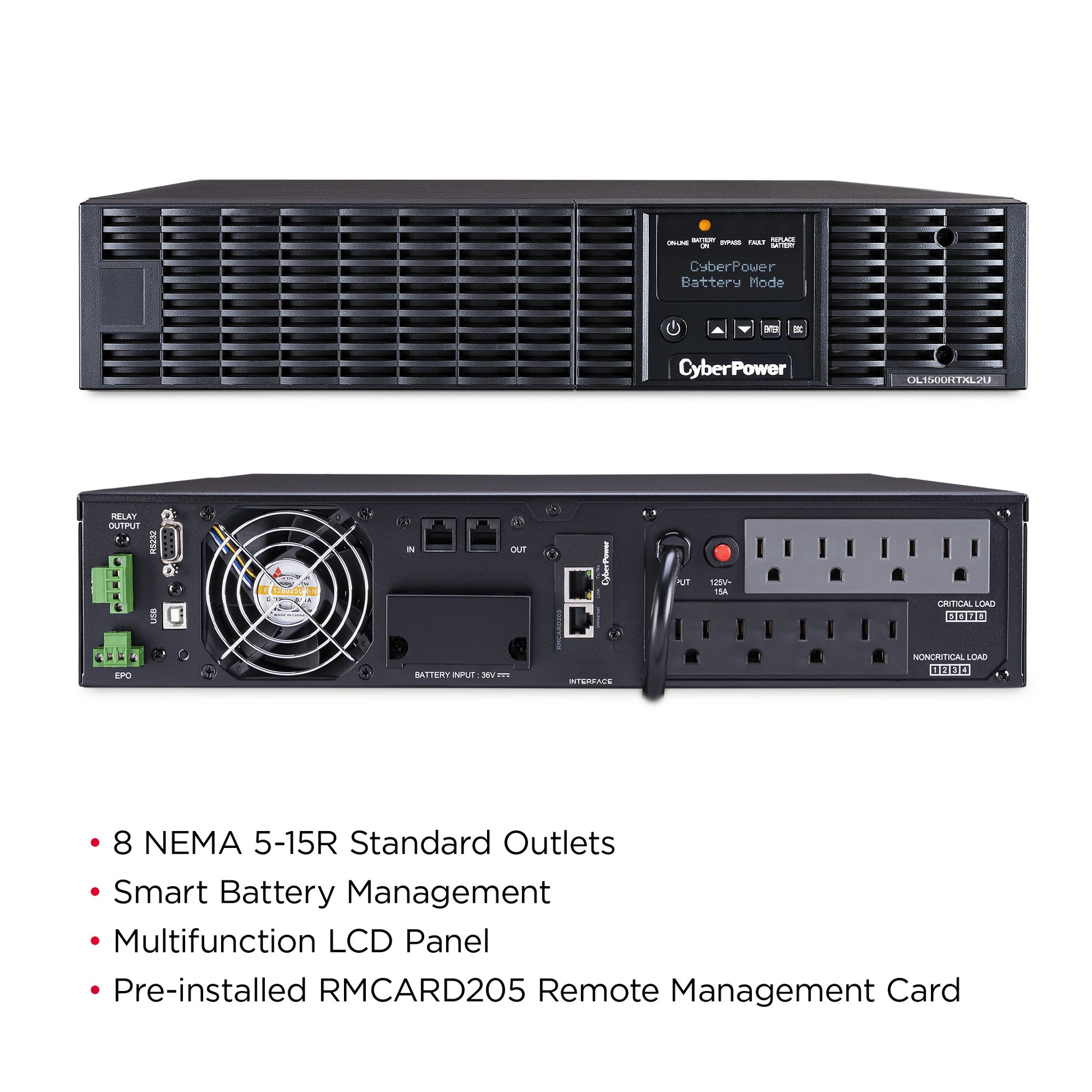 CyberPower OL1500RTXL2UN 1500VA / 1350W Online UPS (Rackmount (2U)) — Feature detail