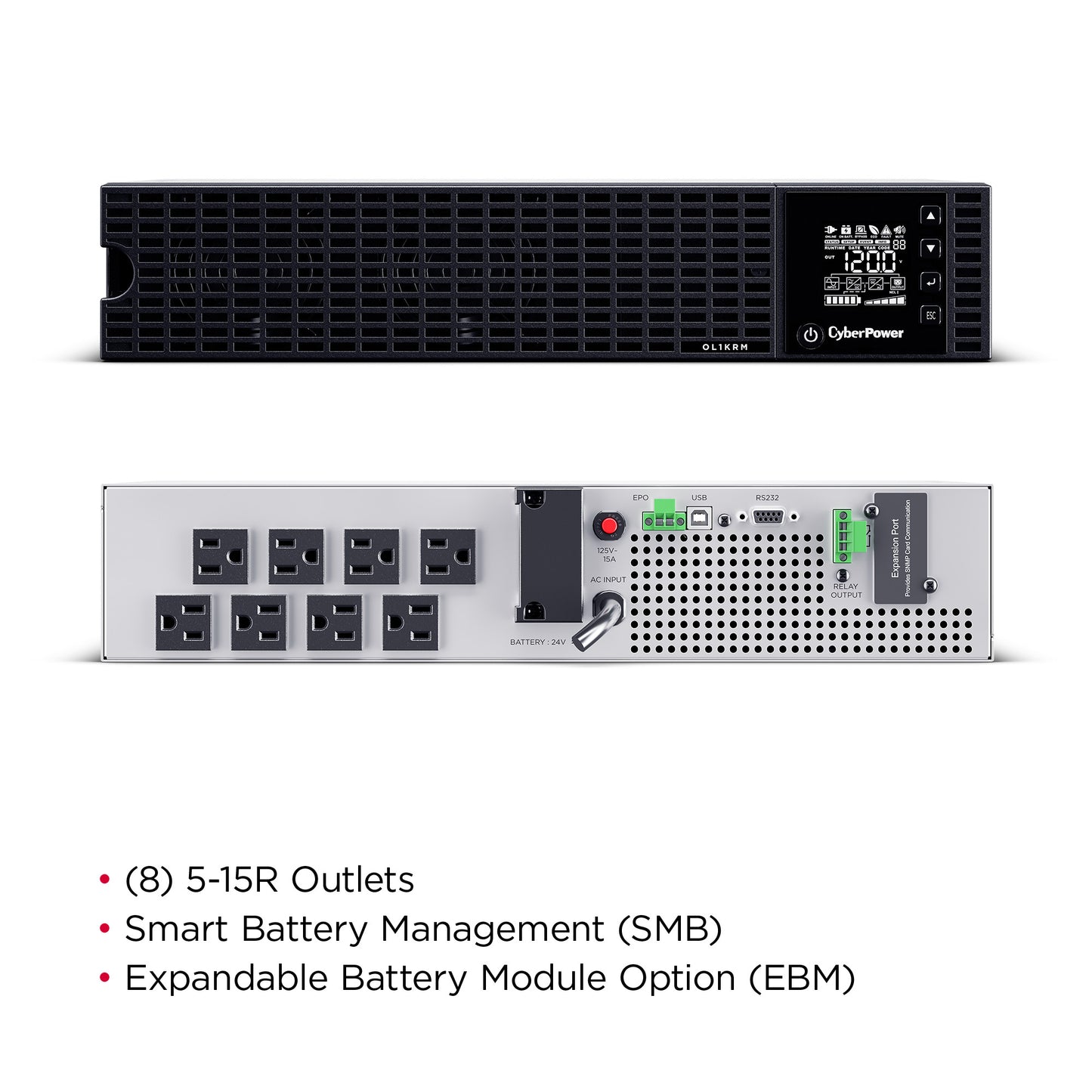 CyberPower OL1KRM 1000VA / 800W Online UPS (Rackmount) — Right angle