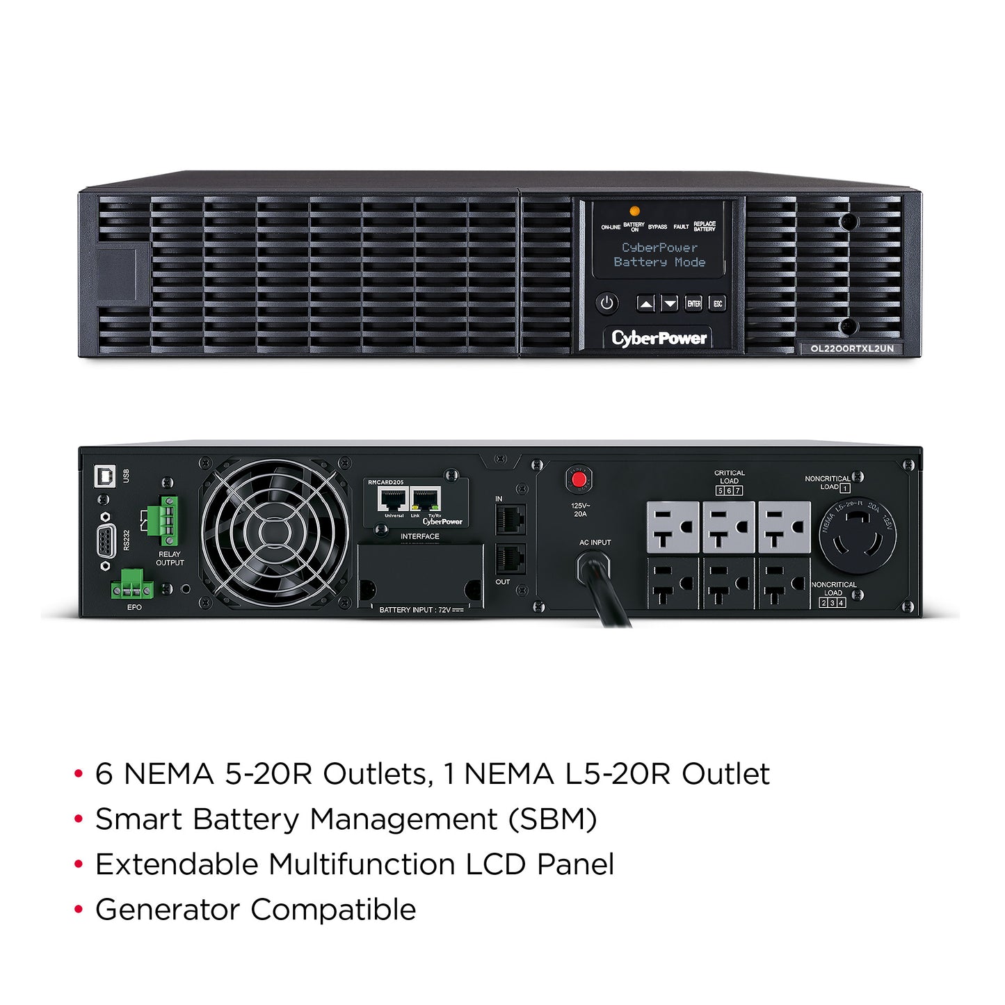 CyberPower OL2200RTXL2UN 2200VA / 1800W Online UPS (Rackmount (2U)) — Feature detail