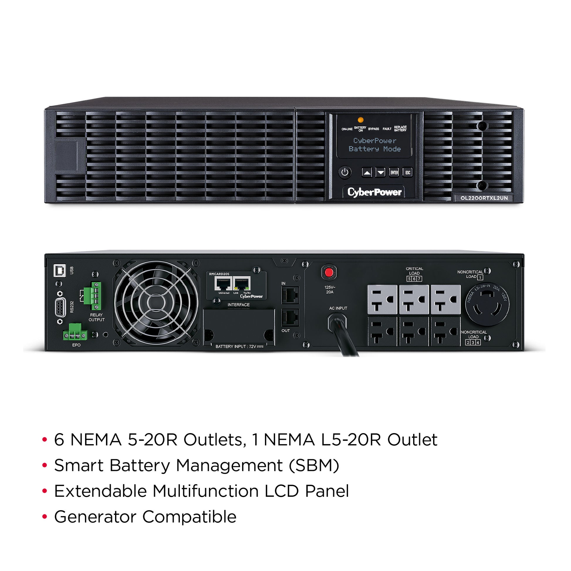 CyberPower OL2200RTXL2UN 2200VA / 1800W Online UPS (Rackmount (2U)) — Feature detail