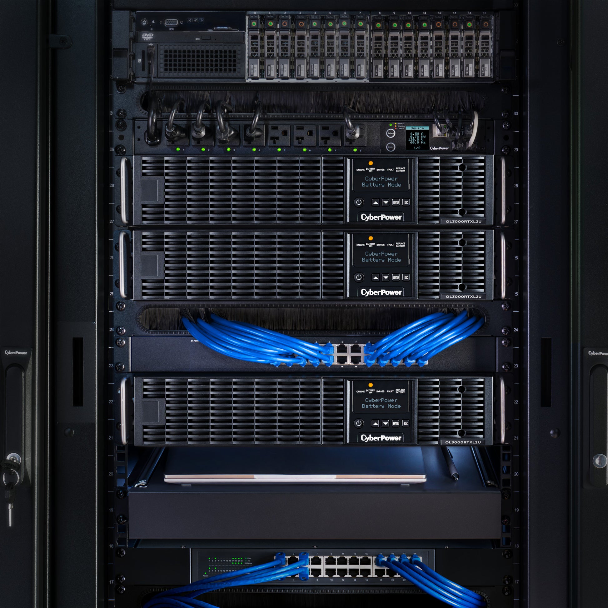 CyberPower OL3000RTXL2U 3000VA / 2700W Online UPS (Rackmount (2U)) — In use