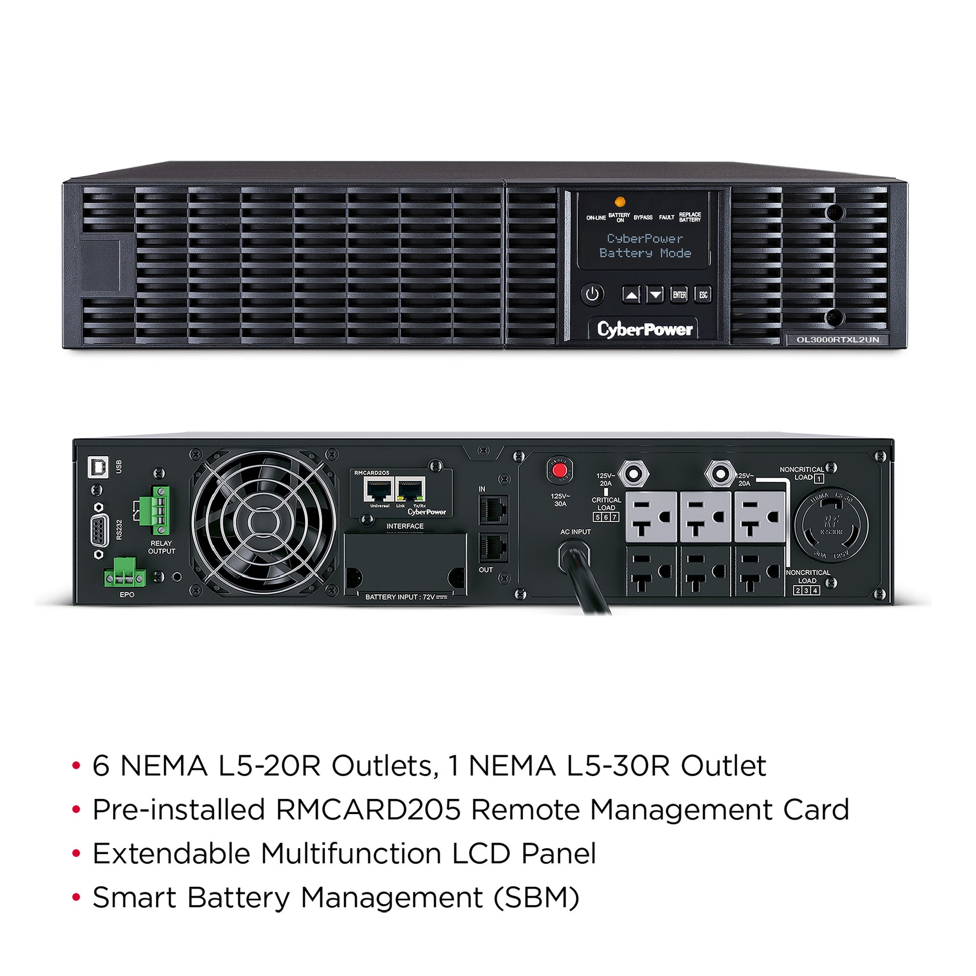 CyberPower OL3000RTXL2UN 3000VA / 2700W Online UPS (Rackmount (2U)) — Feature detail