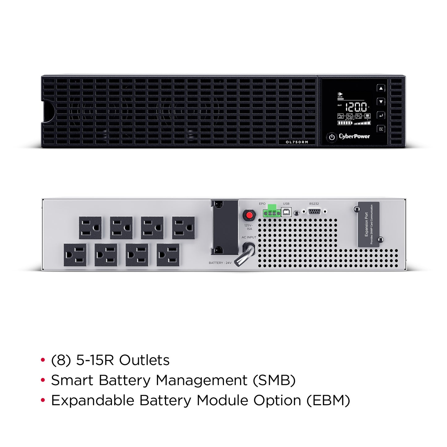 CyberPower OL750RM 750VA / 600W Online UPS (Rackmount) — Right angle