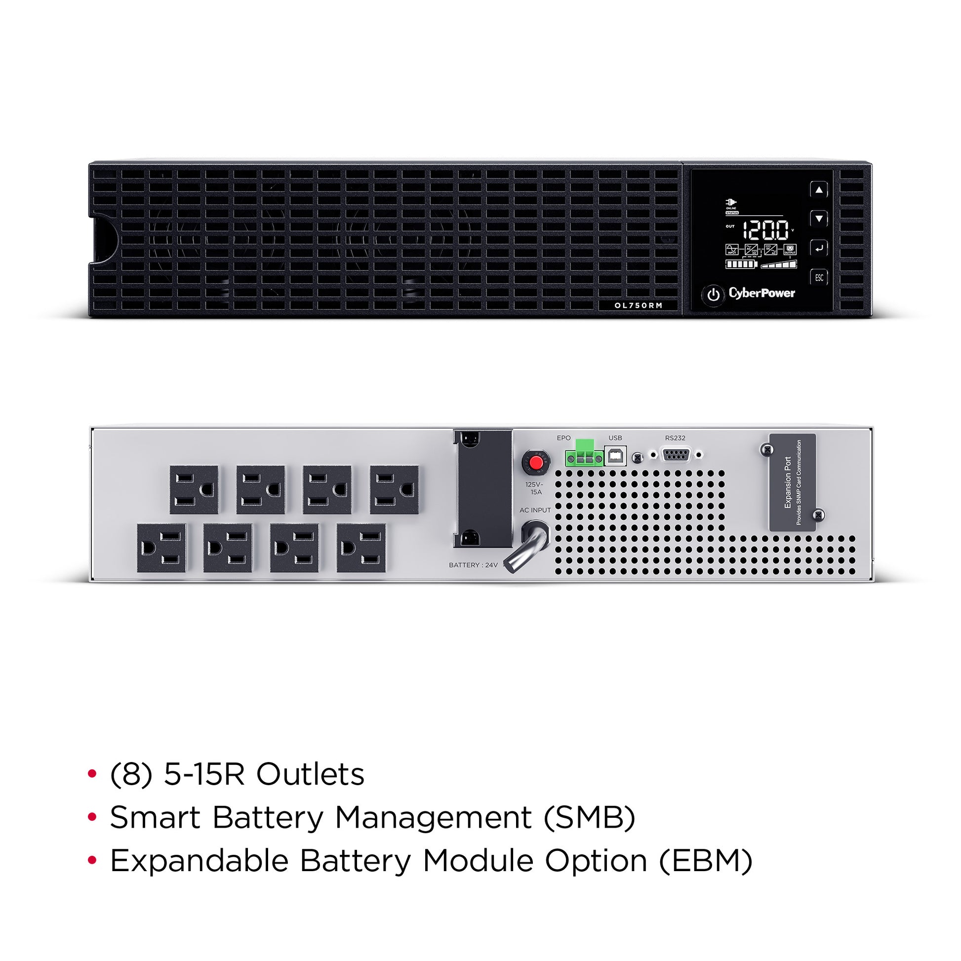 CyberPower OL750RM 750VA / 600W Online UPS (Rackmount) — Right angle