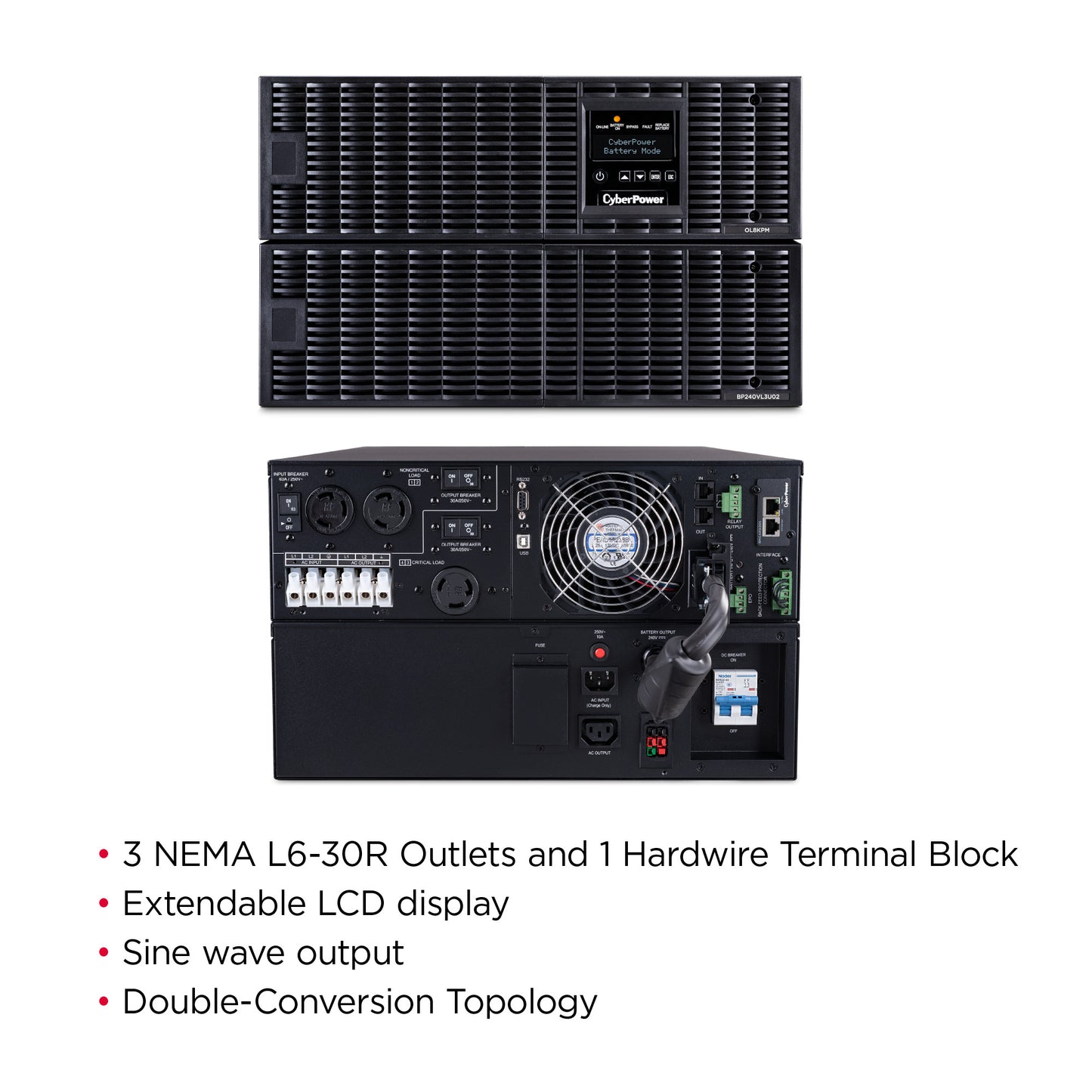 CyberPower OL8KRT 8000VA / 8000W Online UPS (Rackmount (6U)) — Left angle
