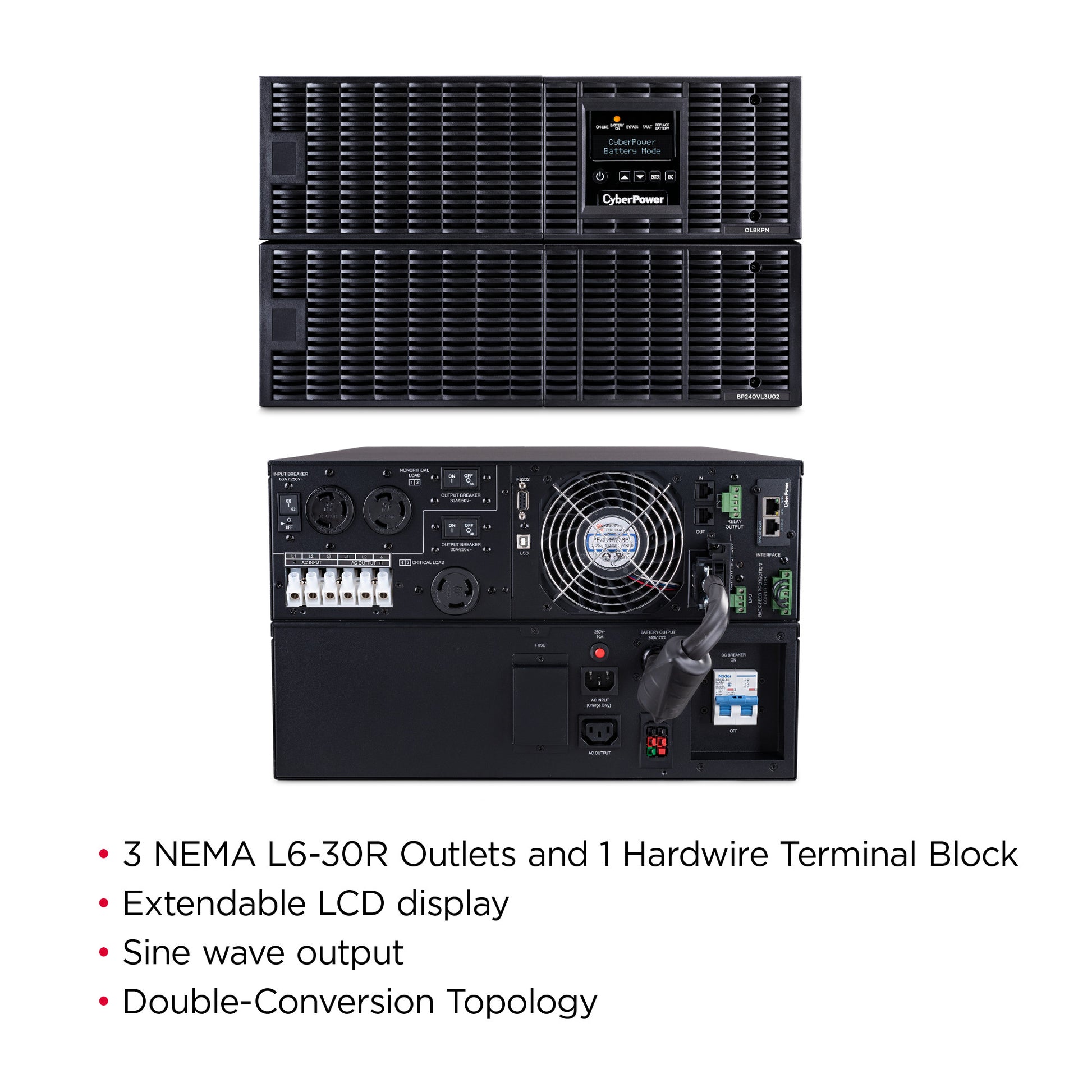CyberPower OL8KRT 8000VA / 8000W Online UPS (Rackmount (6U)) — Left angle