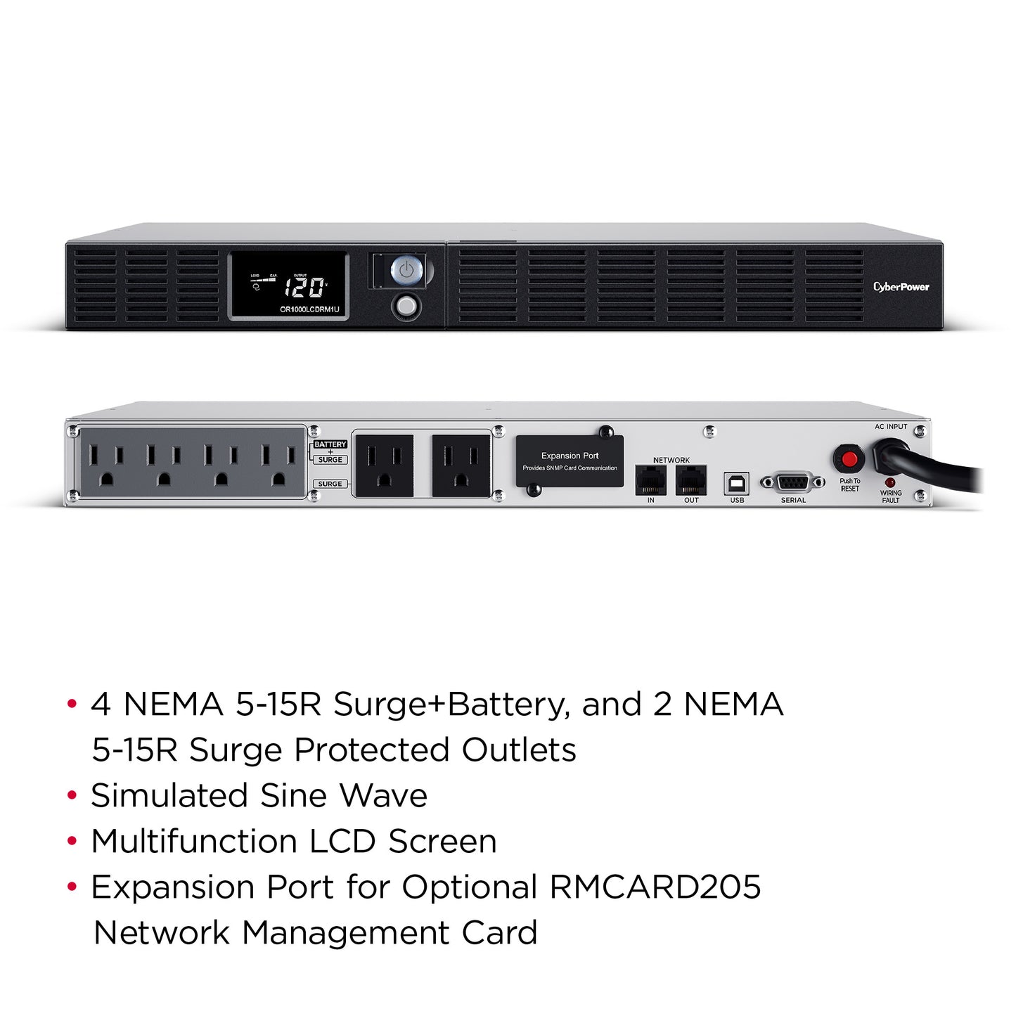CyberPower OR1000LCDRM1U 1000VA / 600W Line Interactive UPS (Rackmount (1U)) — Left angle