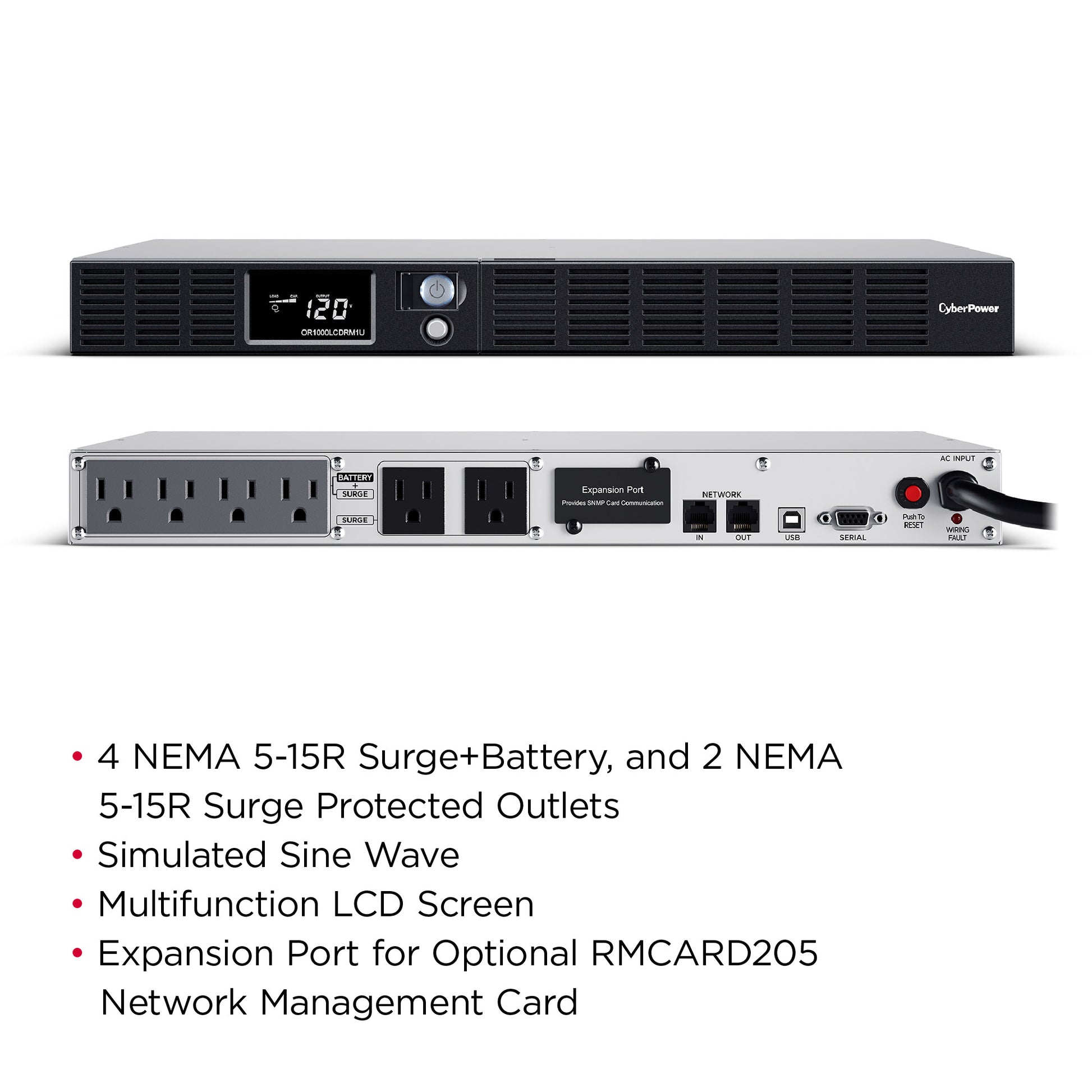 CyberPower OR1000LCDRM1U 1000VA / 600W Line Interactive UPS (Rackmount (1U)) — Left angle