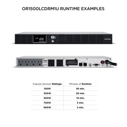 CyberPower OR1500LCDRM1U 1500VA / 900W Line Interactive UPS (Rackmount (1U)) — Right angle