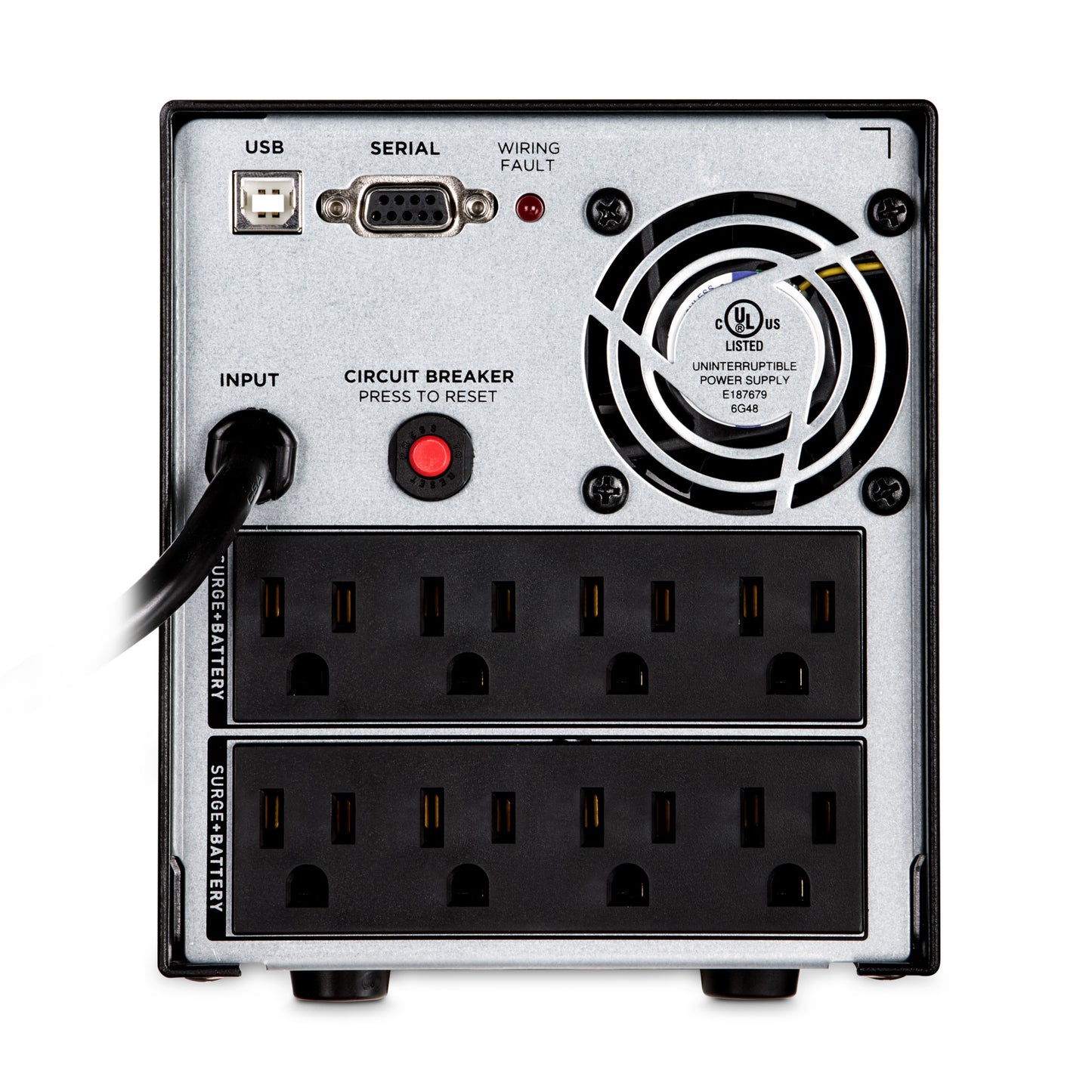 CyberPower OR1500PFCLCD 1500VA Line Interactive UPS (Mini-Tower) — Rear view