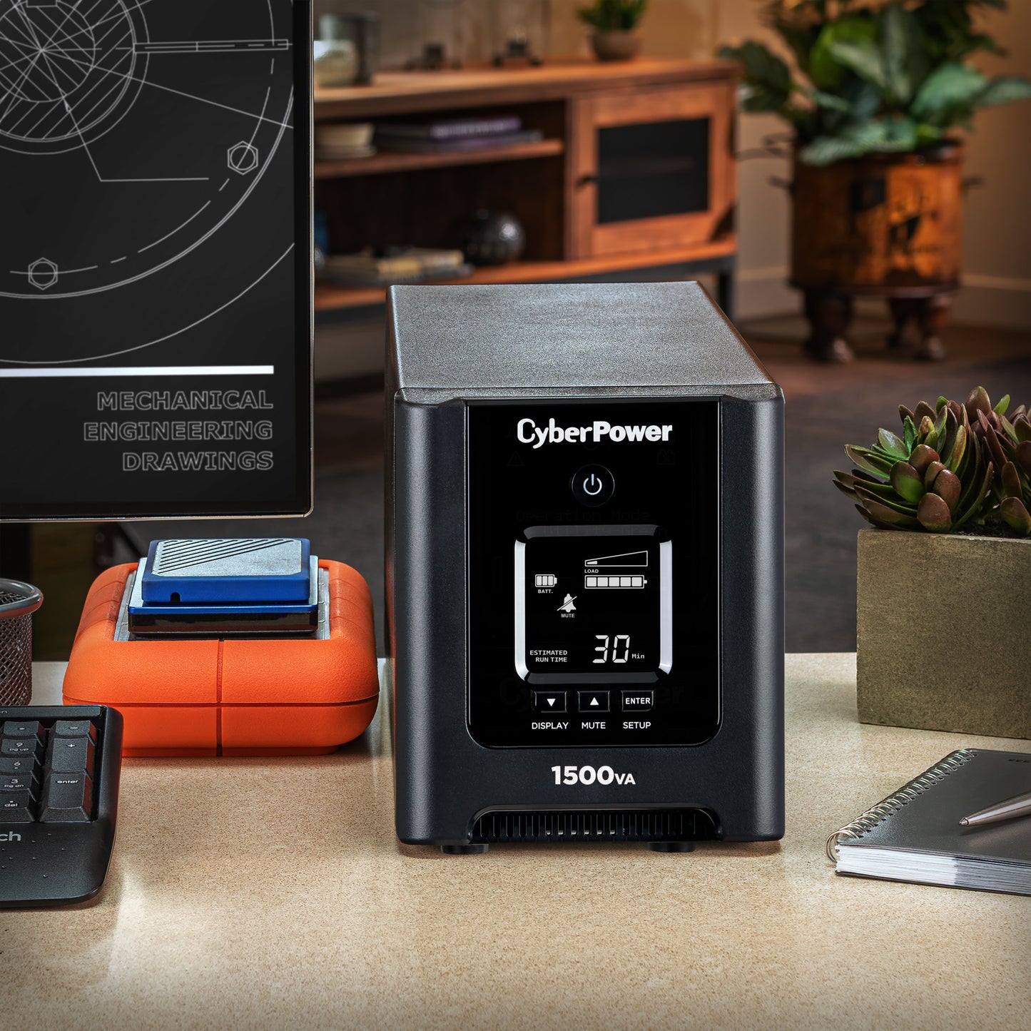 CyberPower OR1500PFCLCD 1500VA Line Interactive UPS (Mini-Tower) — In use
