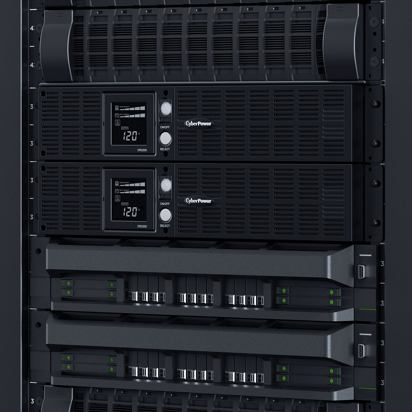 CyberPower OR2200LCDRT2U 2000VA / 1320W Line Interactive UPS (Rackmount (2U)) — Rear view