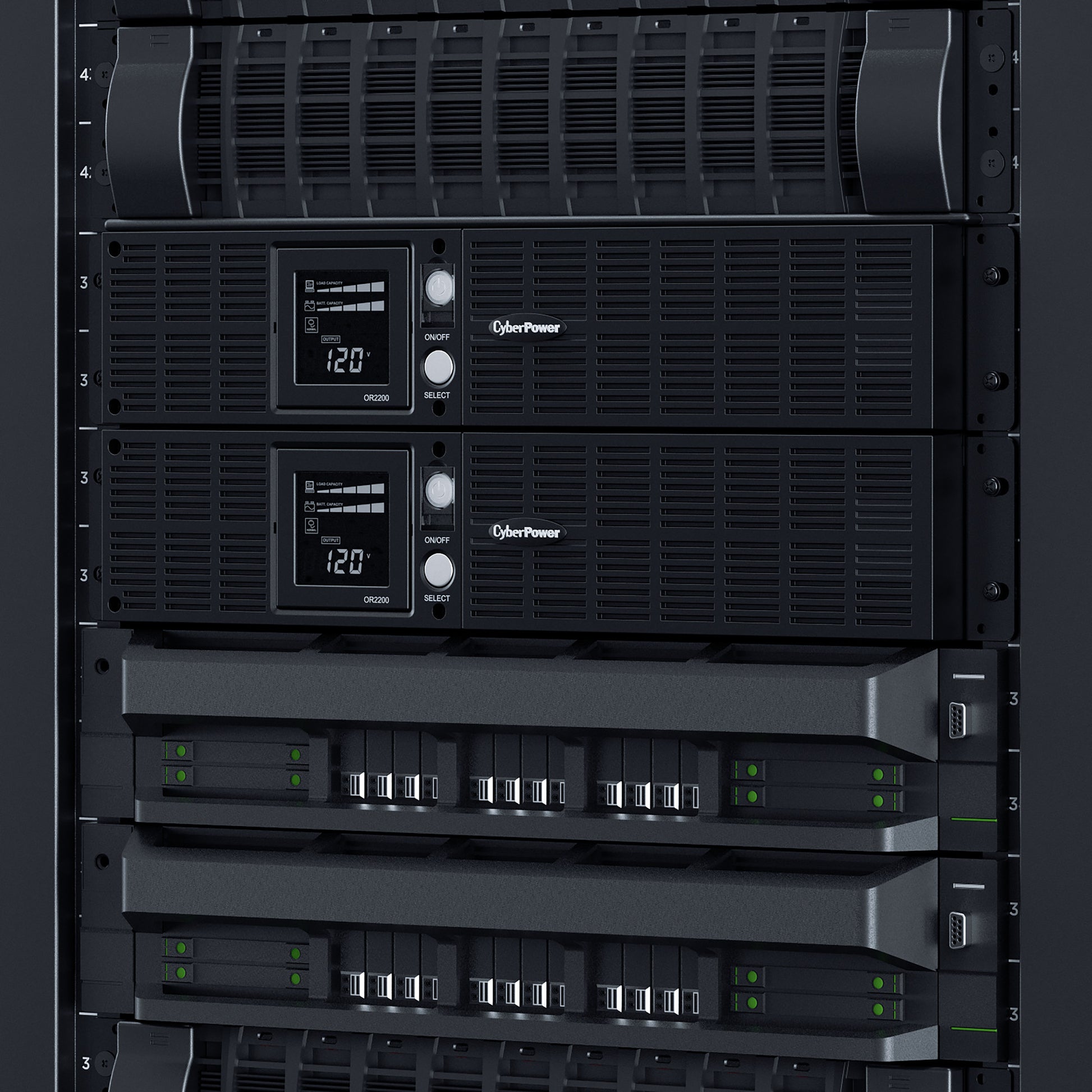 CyberPower OR2200LCDRT2U 2000VA / 1320W Line Interactive UPS (Rackmount (2U)) — Rear view