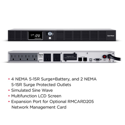 CyberPower OR500LCDRM1U 500VA / 300W Line Interactive UPS (Rackmount) — Left angle