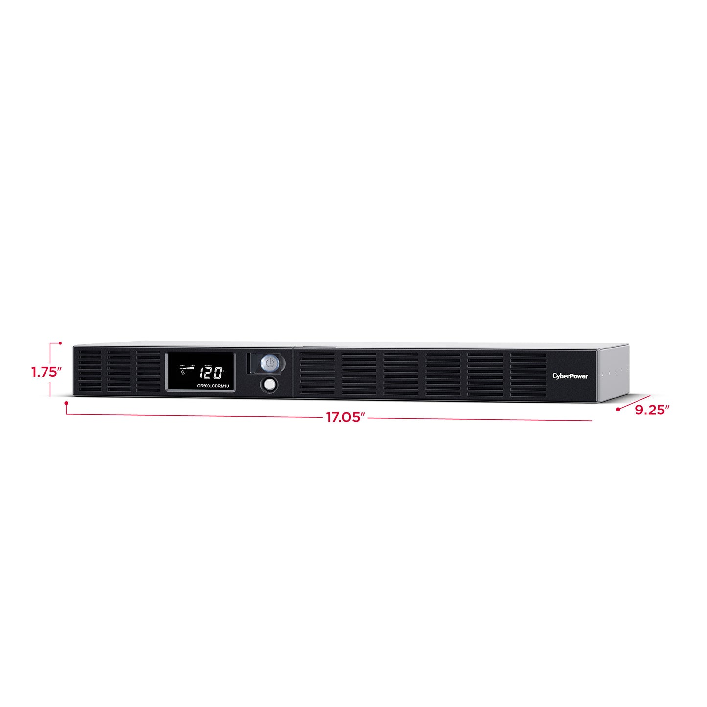 CyberPower OR500LCDRM1U 500VA / 300W Line Interactive UPS (Rackmount) — Right angle
