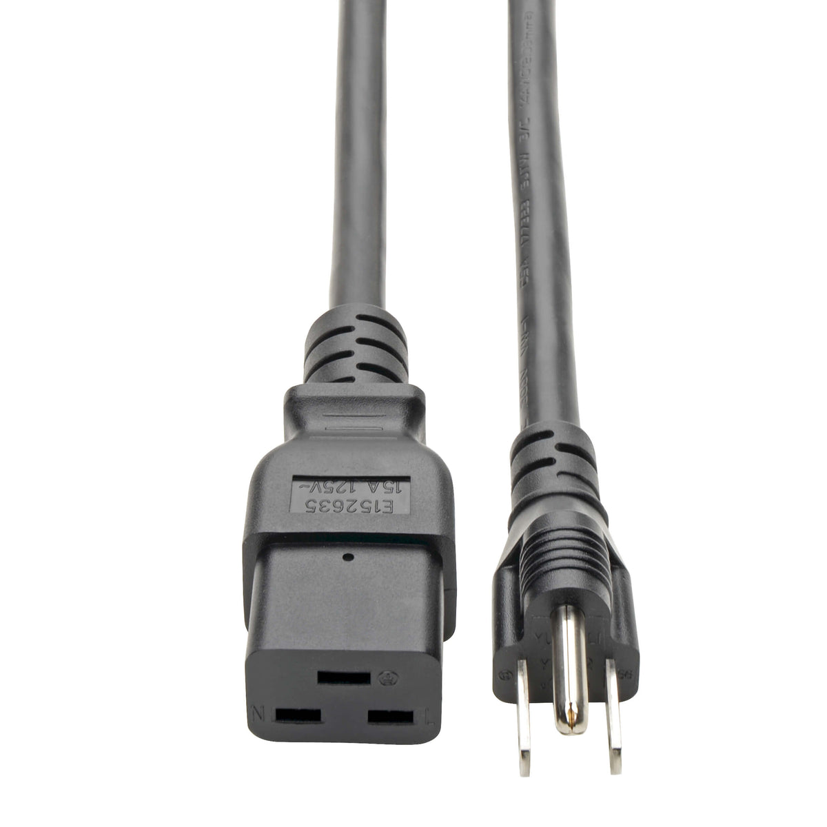 Tripp Lite Computer Power Cord P034-008, C19 to NEMA 5-15P, 15 A, 125 V, 8 ft