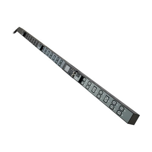 PDU géré IsoBreaker Tripp Lite PDU3EVSR1G60 3 phases 200-240 V 12,6 kW, Gigabit, 36 prises, entrée IEC-309 60A bleue (3P+E), écran ACL, cordon de 10 pi (3 m), 0U, hauteur de 70 po (1,8 m), conforme TAA