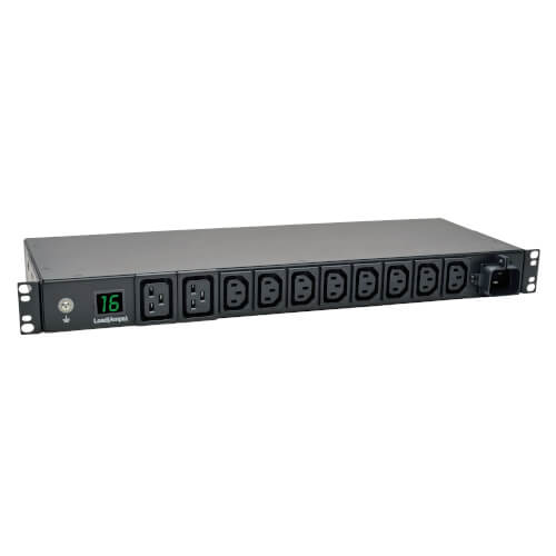 PDU avec compteur local Tripp Lite PDUMH16HV monophasé 3,7 kW, prises 208/230 V (8 C13, 2 C19), IEC-309 16A bleue, cordon de 8 pi (2,43 m), 1U pour rack, conforme TAA