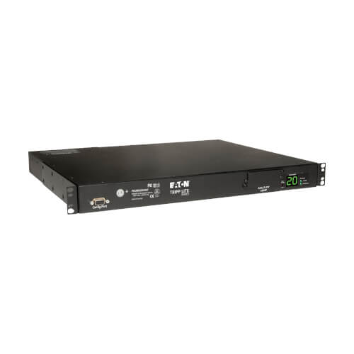 PDU à commutateur de transfert automatique Tripp Lite PDUMH20HVAT monophasé avec compteur local 3,8 kW, 2 entrées C20 200-240 V, sorties 8 C13 et 2 C19, 1U, conforme TAA