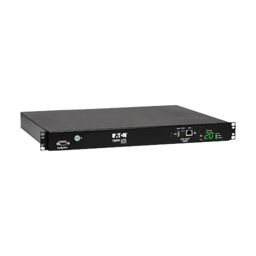 PDU à commutateur de transfert automatique Tripp Lite PDUMH20HVATNET monophasé commuté 3,8 kW, 2 entrées C20 200-240 V, sorties 8 C13 et 2 C19, 1U, conforme TAA