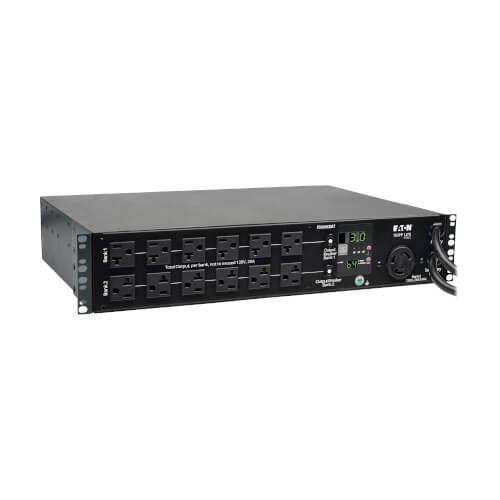 PDU à commutateur de transfert automatique Tripp Lite PDUMH30AT monophasé avec compteur local 2,9 kW, 2 entrées 120 V L5-30P, sorties 24 5-15/20R et 1 L5-30R, 2U, conforme TAA