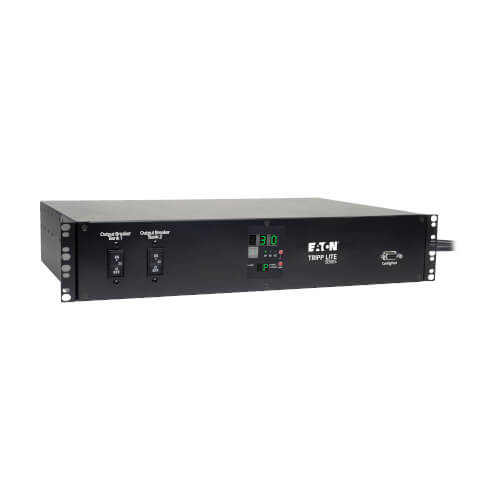 PDU à commutateur de transfert automatique Tripp Lite PDUMH30HVAT monophasé avec compteur local 5,8 kW, 2 entrées L6-30P 200-240 V, sorties 16 C13, 2 C19 et 1 L6-30R, 2U, conforme TAA