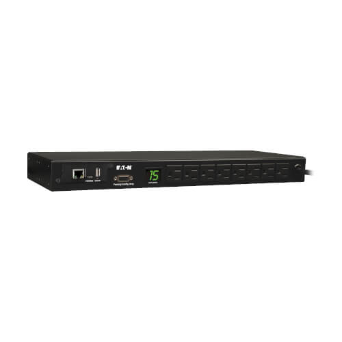 PDU surveillé Tripp Lite PDUMNH15 monophasé 1,4 kW avec interface LX Platform, prises 120 V (8 5-15R), 5-15P, cordon de 12 pi (3,66 m), 1U pour rack, conforme TAA