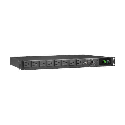 Tripp Lite PDUMNH15AT1 1.44kW 120V Single-Phase ATS/Monitored PDU, 8 NEMA 5-15R Outlets, Dual 5-15P Inputs, 12 ft. Cords, 1U, TAA