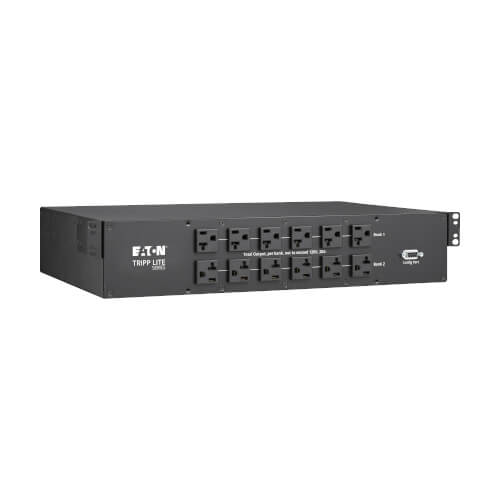 Tripp Lite PDUMNH30AT2 2.9kW 120V Single-Phase ATS/Monitored PDU, 24 5-15/20R & 1 L5-30R Outlets, Dual L5-30P Inputs, 10 ft. Cords, 2U, TAA