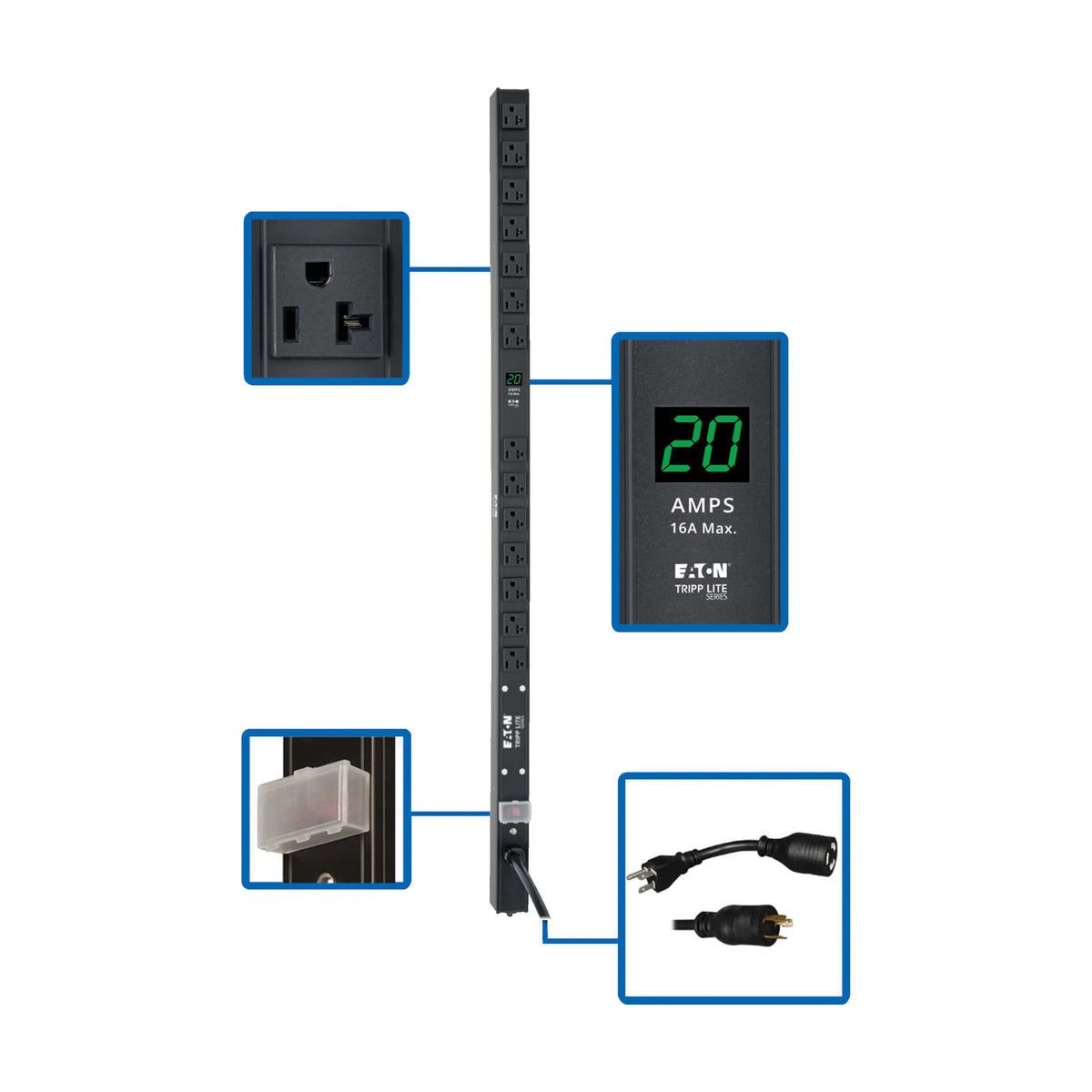 Tripp Lite Metered Rack PDU PDUMV20-36, 0U, 2 kW, 100-127 V, NEMA L5-20P, (14) NEMA 5-15/20R