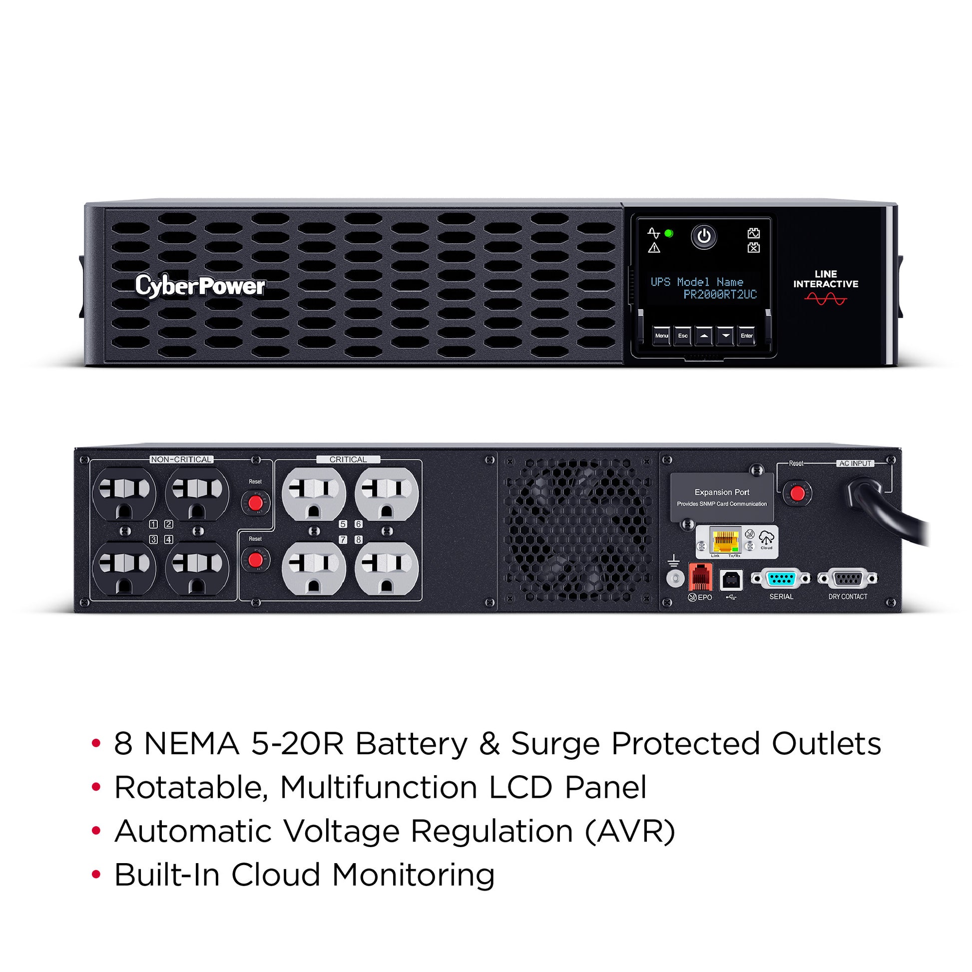 CyberPower PR2000RT2UC 2000VA / 2000W Line Interactive UPS (Rackmount (2U)) — Feature detail