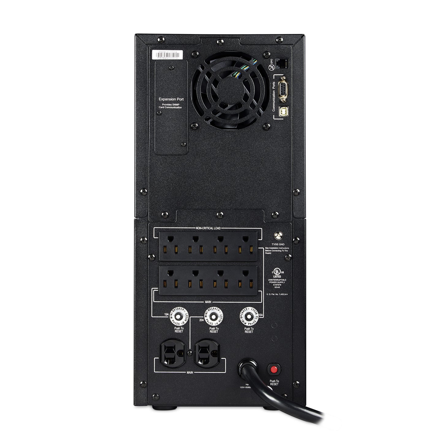 CyberPower PR2200LCD 2200VA Line Interactive UPS (Mini-Tower) — Rear view