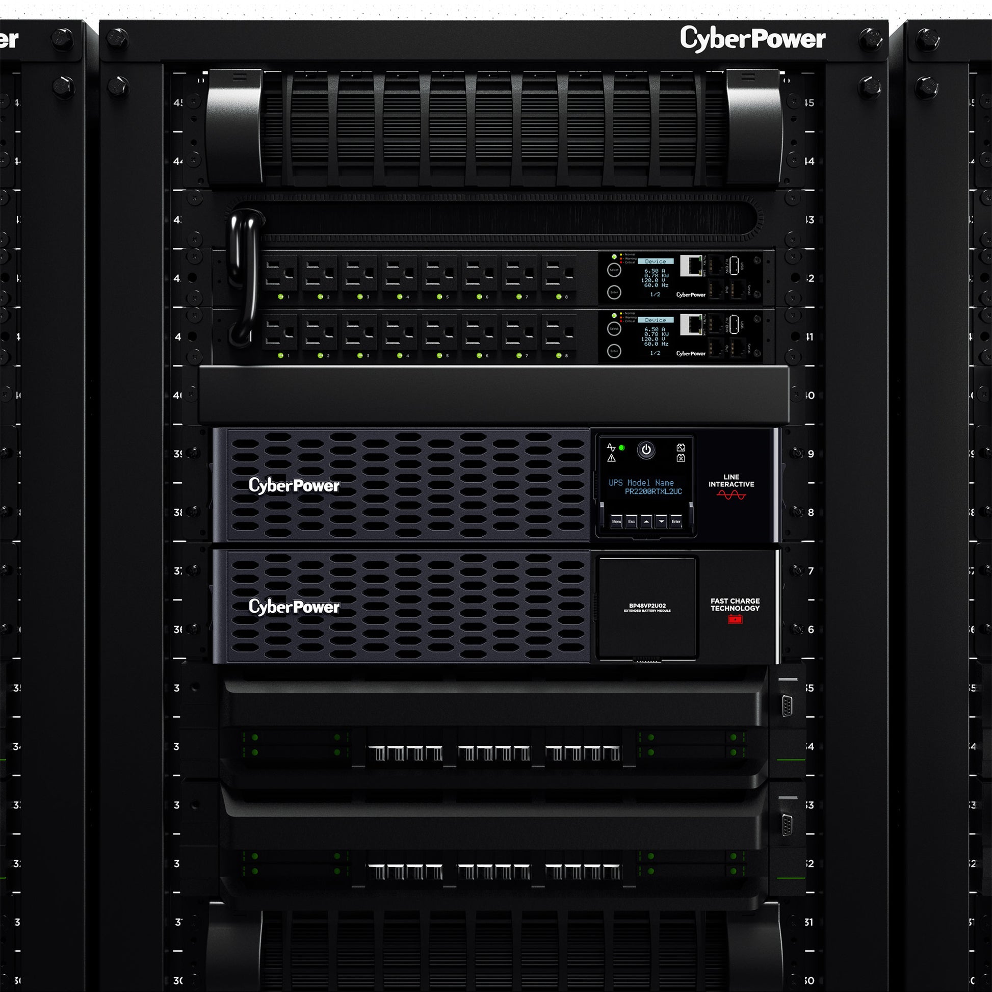 CyberPower PR2200RTXL2UC 2200VA / 2200W UPS line-interactive (rack (2U)) - détail produit