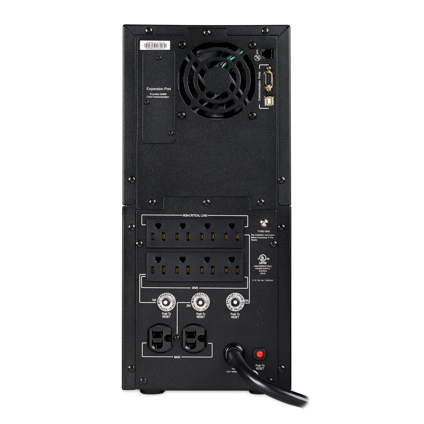 CyberPower PR3000LCD 3000VA Line Interactive UPS (Mini-Tower) — Rear view