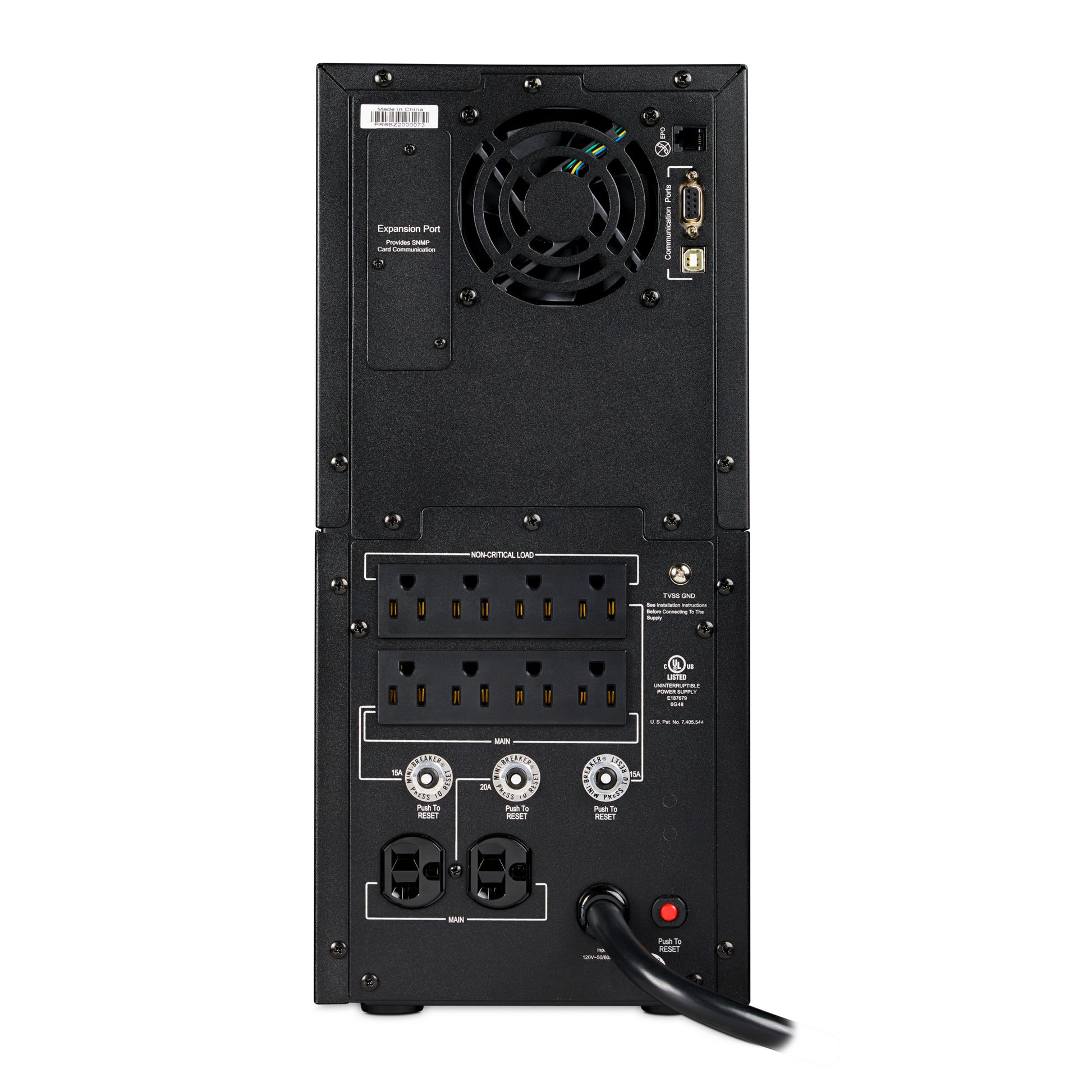 CyberPower PR3000LCD 3000VA Line Interactive UPS (Mini-Tower) — Rear view