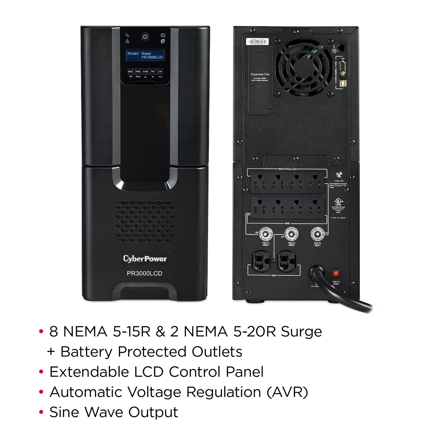 CyberPower PR3000LCD 3000VA Line Interactive UPS (Mini-Tower) — In use