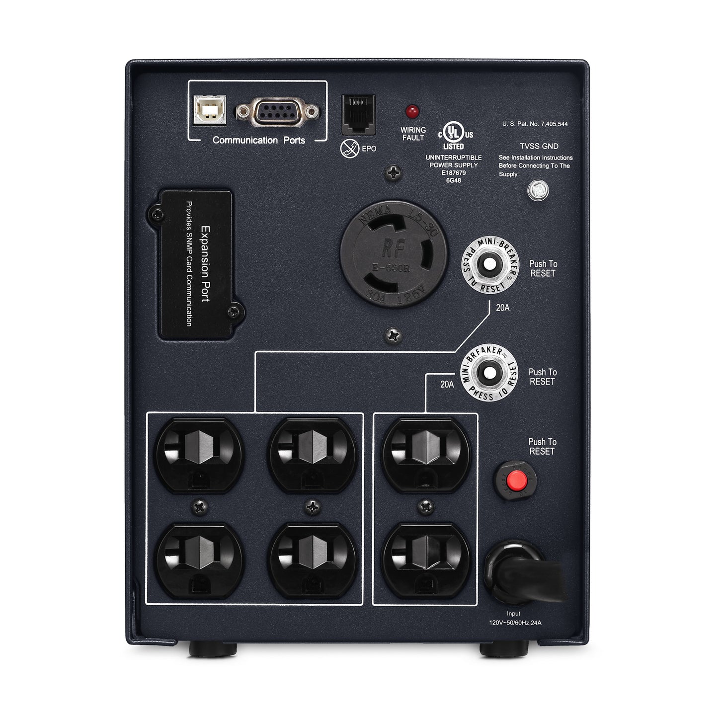 CyberPower PR3000LCDSL 3000VA Line Interactive UPS — Rear view