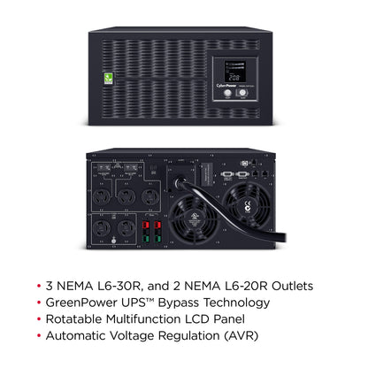 CyberPower PR5000LCDRTXL5U 5000VA / 4500W Line Interactive UPS (Rackmount (5U)) — Front view