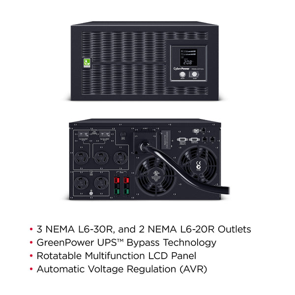 CyberPower PR5000LCDRTXL5U 5000VA / 4500W Line Interactive UPS (Rackmount (5U)) — Front view