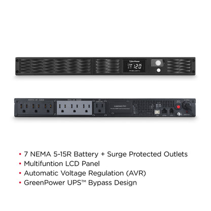 CyberPower PR500LCDRT1U 500VA / 400W Line Interactive UPS (Rack/Tower) — Right angle